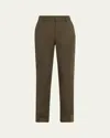 Brunello Cucinelli Cotton Stretch Slim-leg Cigarette Pants With Slits In Green