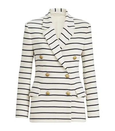 Brunello Cucinelli Cotton Stripe Double-breasted Blazer In White
