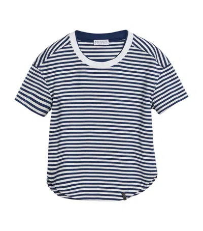 Brunello Cucinelli Kids' Cotton Stripe T-shirt In White