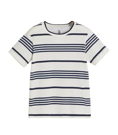 Brunello Cucinelli Kids' Cotton Striped T-shirt (4-12 Years) In White
