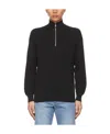 Brunello Cucinelli English Rib Cotton Sweater With Zip Opening And Raglan Sleeves In Black