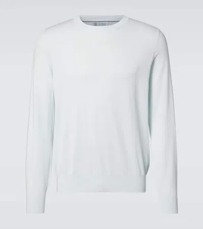 Brunello Cucinelli Cotton Sweater In Blue