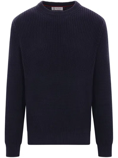 Brunello Cucinelli Cotton Jumper In Blue