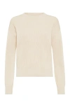 Brunello Cucinelli Beige Monili Cotton Sweater In Butter