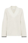 Brunello Cucinelli Cotton English Rib Sweater In Butter
