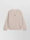 Brunello Cucinelli Cotton Sweater Dropped Shoulders Long Sleeves In Pink