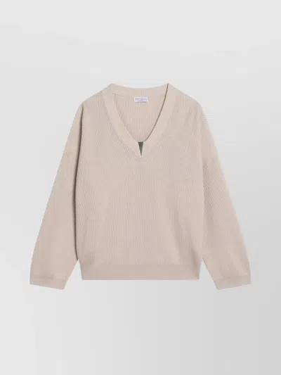 BRUNELLO CUCINELLI COTTON SWEATER DROPPED SHOULDERS LONG SLEEVES