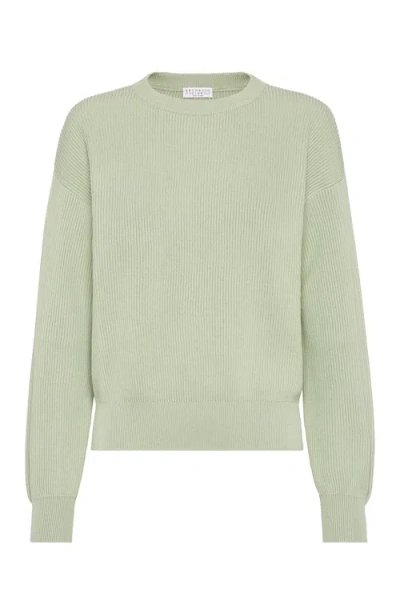 Brunello Cucinelli Cotton Sweater In Green