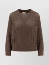 Brunello Cucinelli Cotton Openwork Rib Sweater With Monili Detail