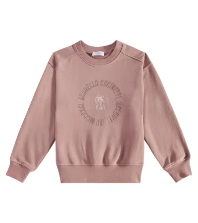 Brunello Cucinelli Kids' Pullover Aus Baumwolle In Pink