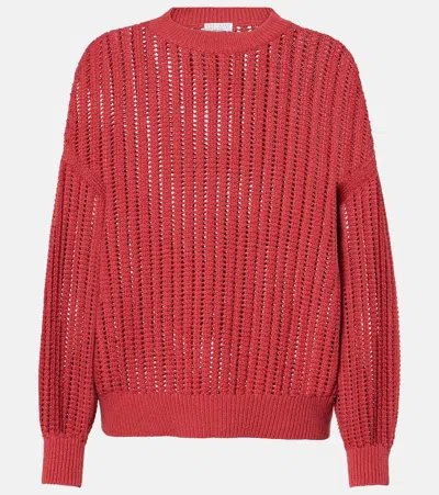 Brunello Cucinelli Cotton Sweater In Red