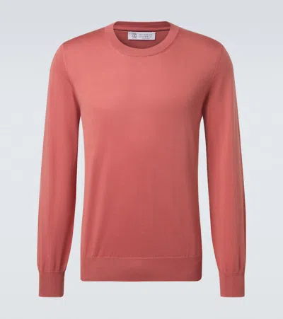 Brunello Cucinelli Orange Cotton Sweatshirt In Brown