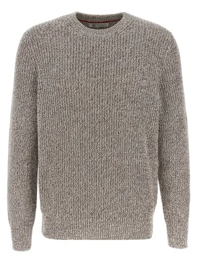 BRUNELLO CUCINELLI COTTON SWEATER SWEATERS AND CARDIGANS MULTICOLOR