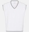 Brunello Cucinelli V-neck Short Sleeved Jumper In Bianco