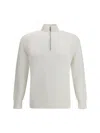 Brunello Cucinelli Men Cotton Sweater With A High Neckline In White