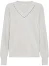 BRUNELLO CUCINELLI COTTON SWEATER WITH SHINY DETAILS