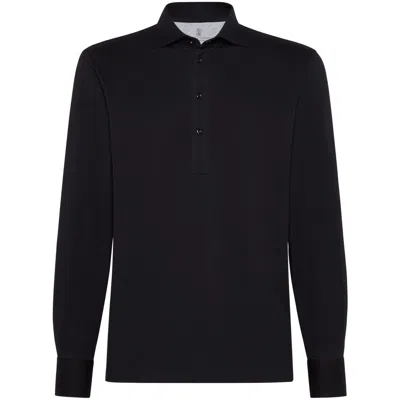 Brunello Cucinelli Jersey Polo Shirt In Black