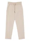 Brunello Cucinelli Cotton Joggers With Elastic Waistband And Side Pockets In Neutral