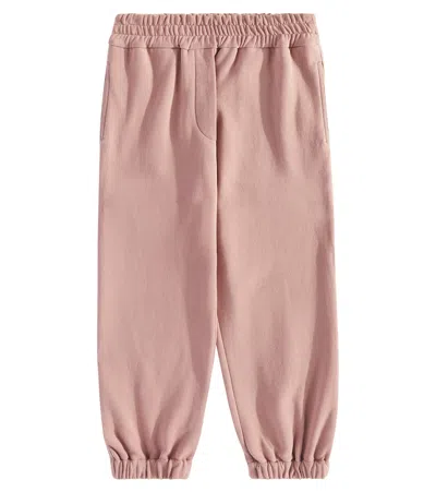 Brunello Cucinelli Kids' 棉质运动裤 In Pink