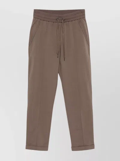 Brunello Cucinelli Cotton Sweatpants With Relaxed Fit And Turn-up Cuffs In Brown