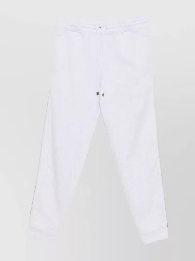 Brunello Cucinelli Cotton Sweatpants With Side Stripe Detail In Grey