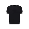 Brunello Cucinelli T-shirt In Maglia Fine Con Trama Fiammata T-shirts Blue In Black