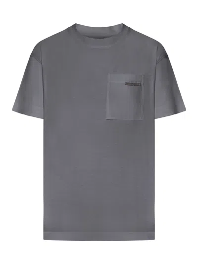 BRUNELLO CUCINELLI COTTON T-SHIRT WITH POCKET AND JEWELRY APPLICATION