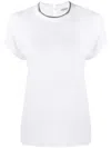 Brunello Cucinelli Stretch Cotton Jersey T-shirt With Precious Faux-layering In White
