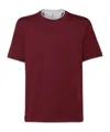 Brunello Cucinelli T-shirt With Faux-layering In Red