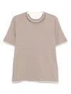 Brunello Cucinelli Men T-shirt With Faux-layering In Brown