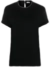 Brunello Cucinelli Short-sleeved T-shirt With Rolled Sleeves And Keyhole Detail In Black