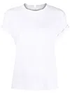 Brunello Cucinelli Stretch Cotton Jersey T-shirt With Precious Faux-layering In White