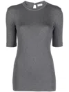 Brunello Cucinelli Crew Neck Keyhole Back Stretch Fabric In Gray