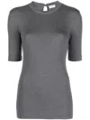 Brunello Cucinelli Crew Neck Keyhole Back Stretch Fabric