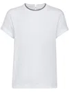 Brunello Cucinelli Stretch Cotton Jersey T-shirt With Precious Faux-layering In White