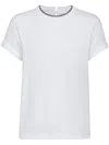 Brunello Cucinelli Stretch Cotton Jersey T-shirt With Precious Faux-layering In White