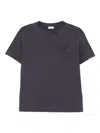 Brunello Cucinelli Crew Neck Cotton T-shirt With Patch Pocket In Blue