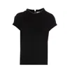 Brunello Cucinelli Short-sleeved T-shirt With Rolled Sleeves And Keyhole Detail In Black