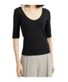 Brunello Cucinelli Ribbed Scoop Neck Short Sleeve Top In Black