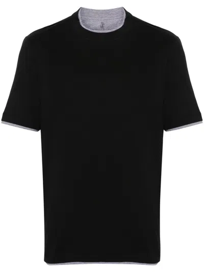 Brunello Cucinelli Layered-effect Crewneck T-shirt In Black
