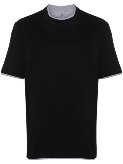 Brunello Cucinelli Layered-effect Crewneck T-shirt In Black