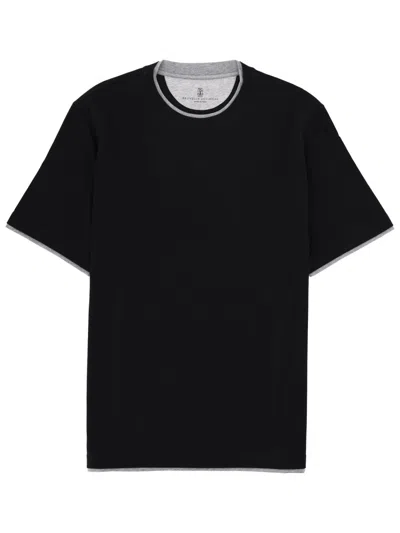 Brunello Cucinelli Cotton T Shirt In Black
