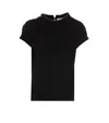 Brunello Cucinelli Short-sleeved T-shirt With Rolled Sleeves And Keyhole Detail In Black