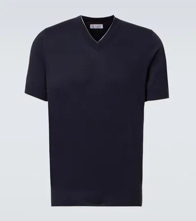 Brunello Cucinelli Cotton T-shirt In Blue