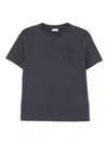 Brunello Cucinelli Crew Neck Cotton T-shirt With Patch Pocket In Blue