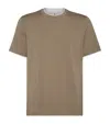 Brunello Cucinelli Cotton Jersey Crew Neck T-shirt With Faux-layering Clothing In Brown