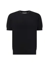 Brunello Cucinelli T-shirt In Maglia Fine Con Trama Fiammata T-shirts Blue In Black