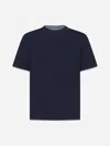 Brunello Cucinelli Men Black Jersey Faux Layering T-shirt In Cobalt Blue