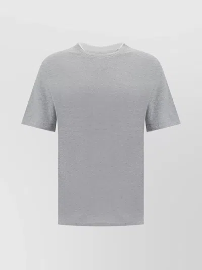 Brunello Cucinelli Cotton T-shirt Contrasting Hem In Gray