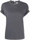 Brunello Cucinelli Metallic Short-sleeve Cashmere Silk T-shirt In C7186 Blu Freddo